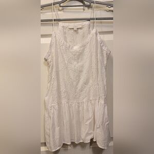 Loft Women's White Strappy Top with Embroidered Designs Size Medium